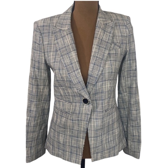 Veronica Beard Gia Dickey Glenn Plaid one button Jacket in blue multi size 2 - Picture 2 of 11